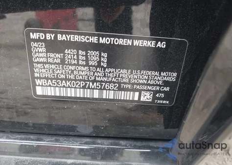 2023 BMW 228 Gran Coupe I Sdrive z USA, uszkodzony, nr VIN WBA53AK02P7M57682